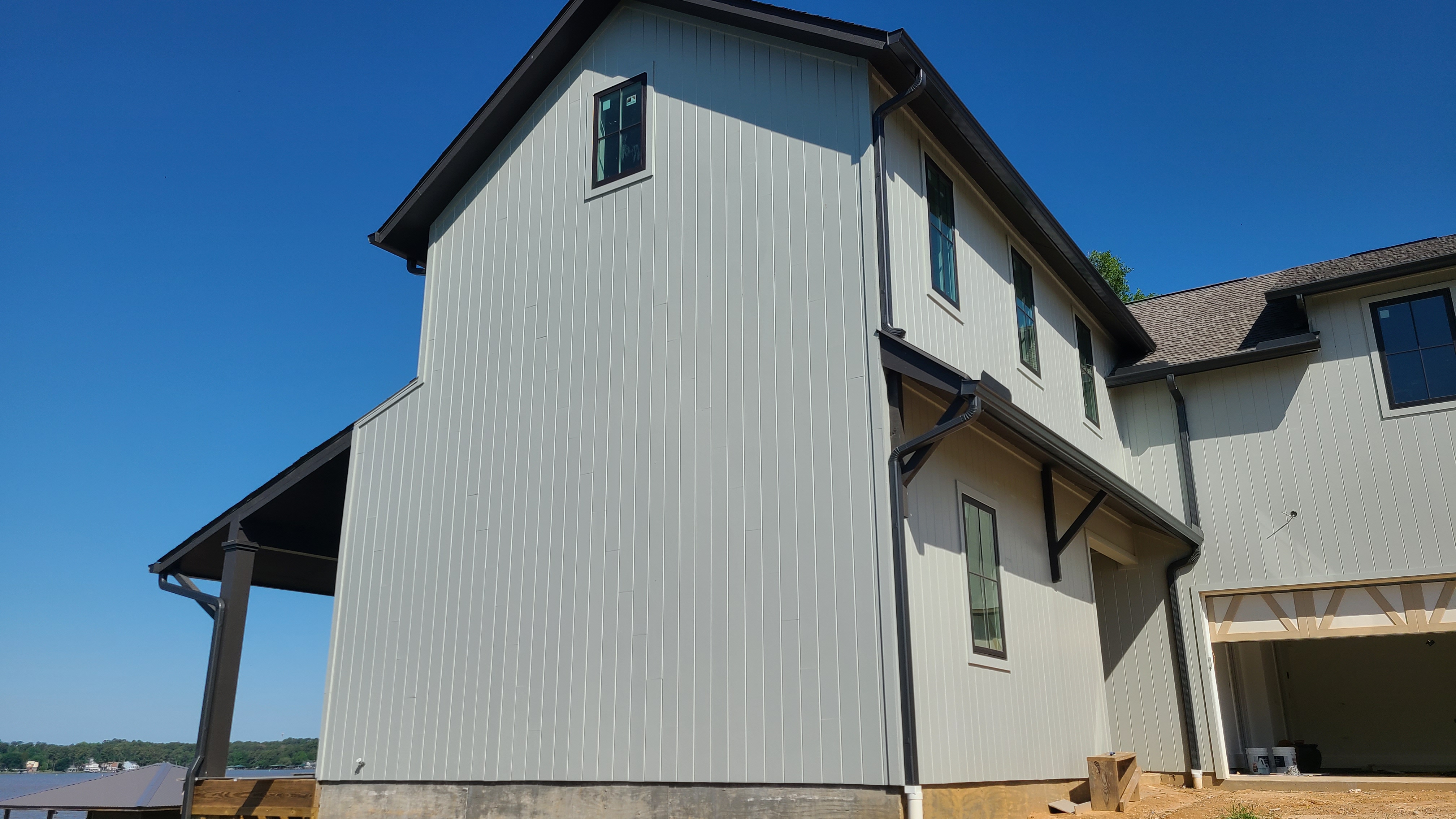 Lakefront custom home exterior