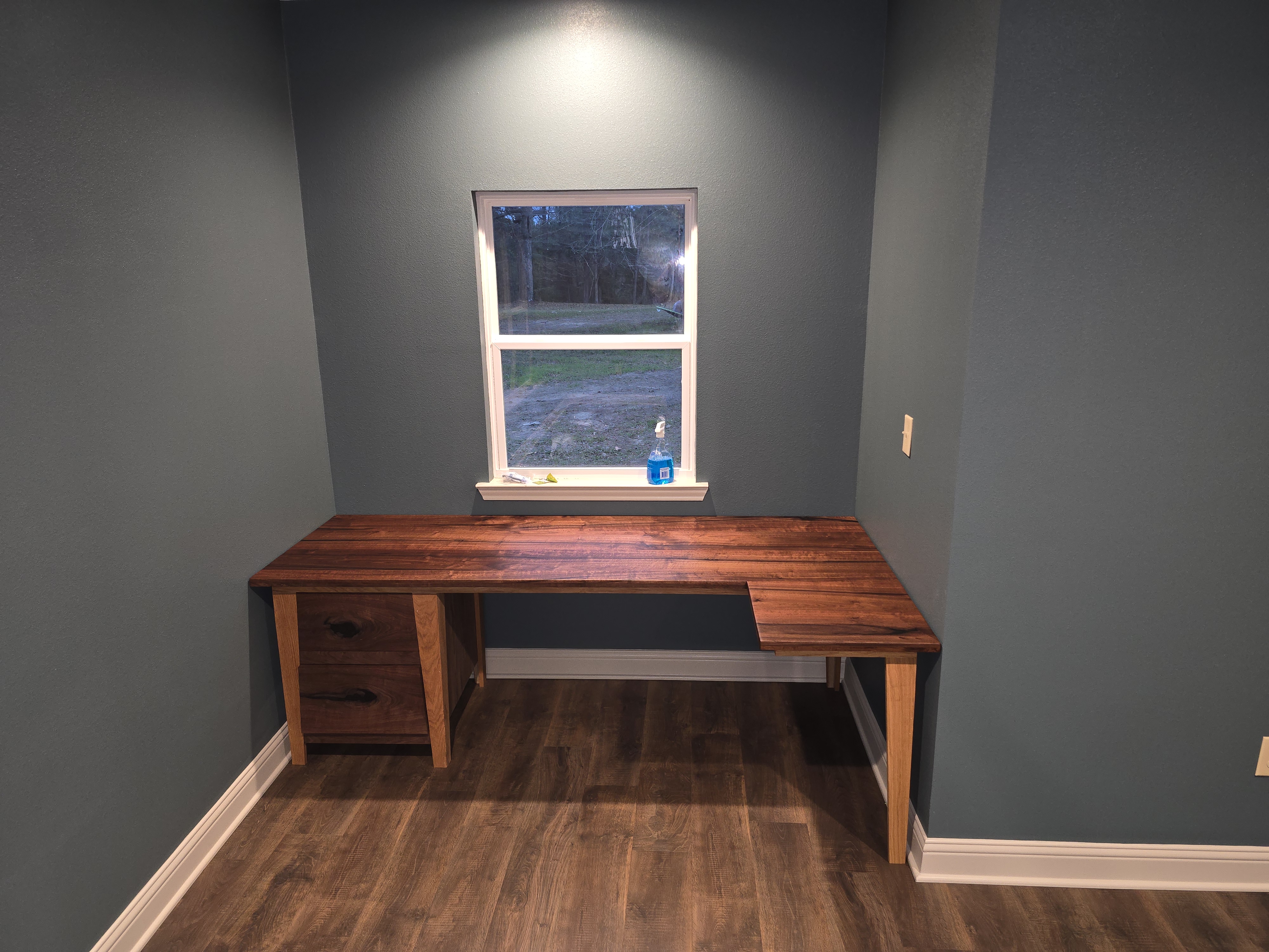 Installed custom wood desk